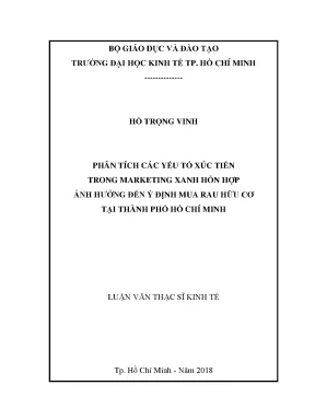 Luận văn phân tích các yếu tố xúc tiến trong marketing xanh hỗn hợp ảnh hưởng đến ý định mua rau hữu cơ tại thành phố hồ chí minh