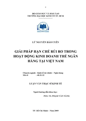 Luận văn giải pháp hạn chế rủi ro trong hoạt động kinh doanh thẻ ngân hàng tại việt nam