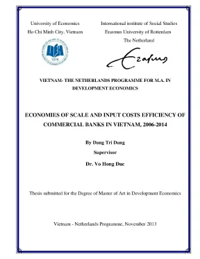 Luận văn economies of scale and input costs efficiency of commercial banks in vietnam 2006 2014