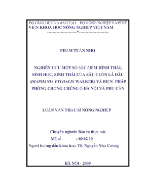 Nghiên cứu một số đặc điểm hình thái sinh học sinh thái của sâu cuốn lá dâu diaphania pyloalis walkerr và biện pháp phòng chống chúng ở hà nội và phụ cận
