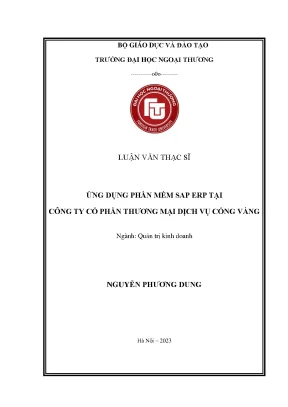 Luận văn thạc sĩ ứng dụng phần mềm sap erp tại công ty cổ phần thương mại dịch vụ cổng vàng