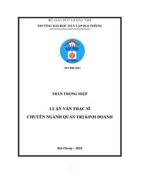 Luận văn thạc sĩ nghiên cứu nâng cao năng suất nhân tố tổng hợp đối với các ngành kinh tế ở thành phố hải phòng