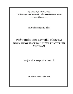 Luận văn phát triển cho vay tiêu dùng tại ngân hàng thương mại cổ phần đầu tư và phát triển việt nam