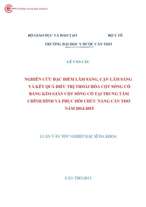 1784 nghiên cứu đặc điểm lâm sàng cận lâm sàng và kết quả điều trị thoái hóa cột sống cổ bằng kéo giãn cột sống cổ ở trung tâm chỉnh hình và phục hồi chức