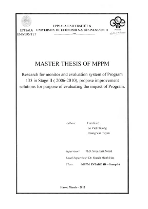 Luận văn thạc sĩ quản lý công research for monitor and evaluation system of program 135 in stage ii 2006 2010 propose improvement solutions for purpose of evaluating the impact of program