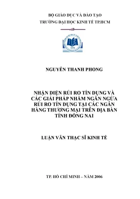 Luận văn nhận diện rủi ro tín dụng và các giải pháp nhằm ngăn ngừa rủi ro tín dụng tại các ngân hàng thương mại trên địa bàn tỉnh đồng nai