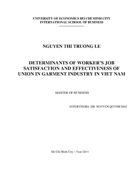 Luận văn determinants of workkers job satisfaction and effectiveness of union in garment industry in vietnam