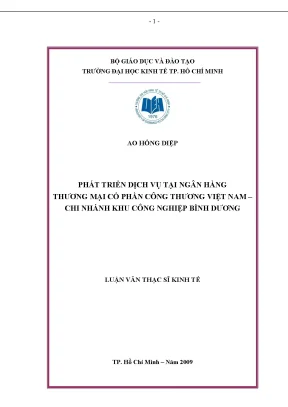 Luận văn phát triển dịch vụ tại ngân hàng thương mại cổ phần công thương việt nam chi nhánh khu công nghiệp bình dương