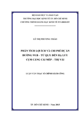 Luận văn phân tích lợi ích và chi phí dự án đường 991b từ ql51 đến hạ lưu cụm cảng cái mép thị vải