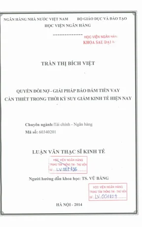 Luận văn thạc sĩ tài chính ngân hàng quyền đòi nợ giải pháp bảo đảm tiền vay cần thiết trong thời kỳ suy giảm kinh tế hiện nay