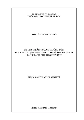 Luận văn những nhân tố ảnh hưởng đến hành vi dự định mua máy tính bảng của người dân tp hồ chí minh
