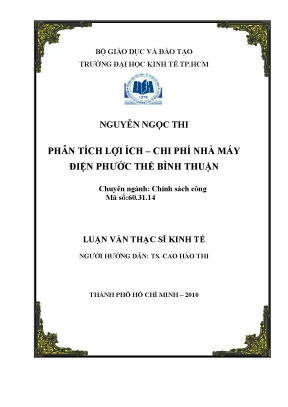 Luận văn phân tích lợi ích chi phí nhà máy điện phước thể bình thuận luận văn thạc sĩ