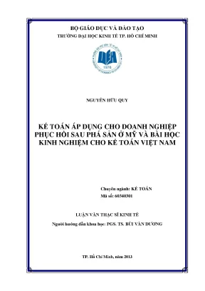 Luận văn kế toán áp dụng cho doanh nghiệp phục hồi sau phá sản ở mỹ và bài học kinh nghiệm cho kế toán việt nam