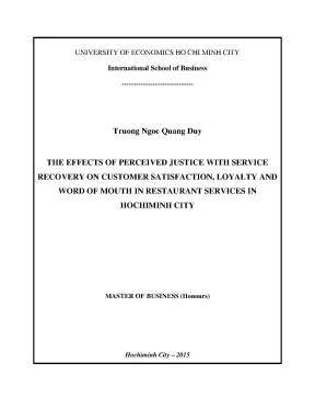 Luận văn the effects of perceived justice with service recovery on customer satisfaction loyalty and word of mouth in restaurant services in ho chi minh city