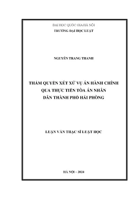 Luận văn thạc sĩ thẩm quyền xét xử vụ án hành chính qua thực tiễn tòa án nhân dân thành phố hải phòng