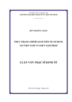 Luận văn thực trạng chính sách tiền tệ áp dụng tại việt nam và gợi ý giải pháp