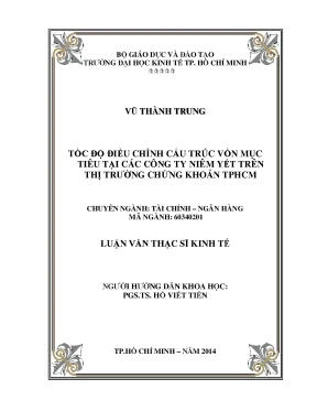 Luận văn tốc độ điều chỉnh cấu trúc vốn mục tiêu tại các công ty niêm yết trên thị trường chứng khoán tp hcm