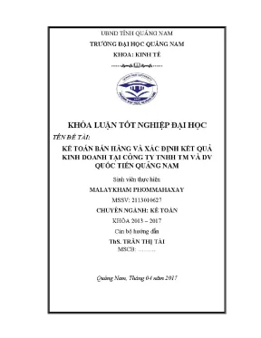 1123 kế toán bán hàng và xác định kết quả kinh doanh tại công ty tnhh thương maị dịch vụ quốc tiến quảng nam malaykhamphommah luận văn đh quảng nam