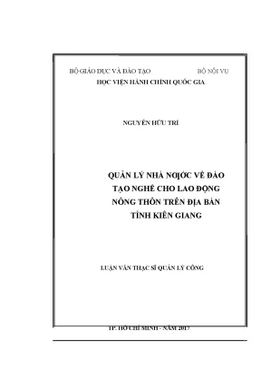 Luận văn thạc sĩ quản lý nhà nước về đào tạo nghề cho lao động nông thôn trên địa bàn tỉnh kiên giang
