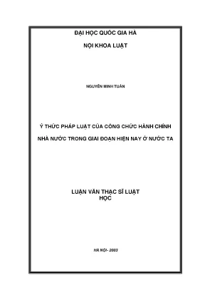Ý thức pháp luật của công chức hành chính nhà nước trong giai đoạn hiện nay ở nước ta