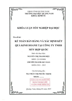 1140 kế toán bán hàng và xác định kết quả kinh doanh tại công ty tnhh một thành viên hợp quốc nguyễn thị thanh diệu luận văn đh quảng nam
