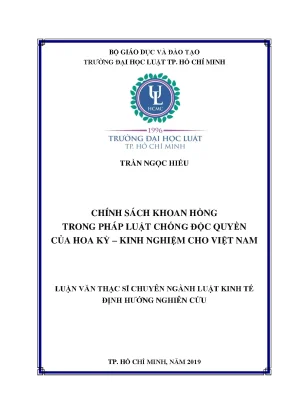 Chính sách khoan hồng trong pháp luật chống độc quyền của hoa kỳ kinh nghiệm cho việt nam