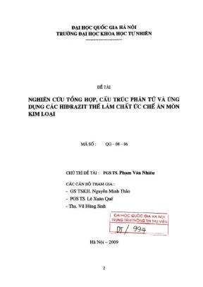 Nghiên cứu tổng hợp cấu trúc phân tử và ứng dụng các hiđrazit thế làm chất ức chế ăn mòn kim loại
