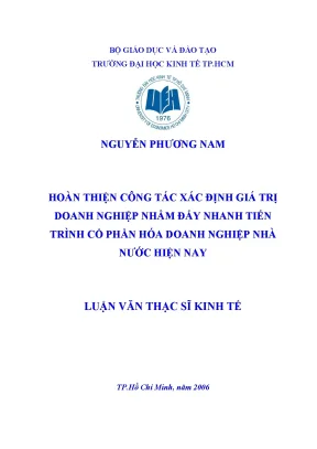 Luận văn hoàn thiện công tác xác định giá trị doanh nghiệp nhằm đẩy nhanh tiến trình cổ phần hóa doanh nghiệp nhà nước hiện nay
