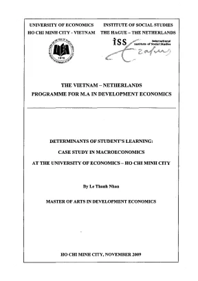 Luận văn determinants of students learning case study in macroeconomics at the university of econommics ho chi minh city luận văn thạc sĩ