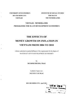 Luận văn the effect of money growth on inflation in vietnam from 2004 to 2010