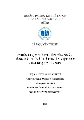 Luận văn chiến lược phát triển của ngân hàng đầu tư và phát triển việt nam giai đoạn 2010 2015