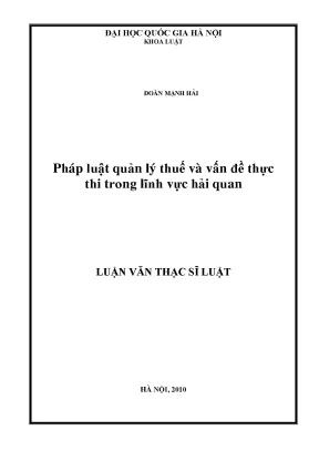 Pháp luật quản lý thuế và vấn đề thực thi trong lĩnh vực hải quan
