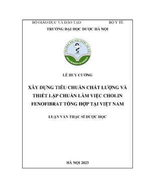 Lê huy cƣờng xây dựng tiêu chuẩn chất lƣợng và thiết lập chuẩn làm việc cholin fenofibrat tổng hợp tại việt nam luận văn thạc sĩ dƣợc học