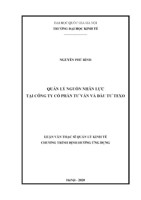 Luận văn thạc sĩ quản lý kinh tế quản lý nhân lực tại công ty cổ phẩn tư vấn và đầu tư texo