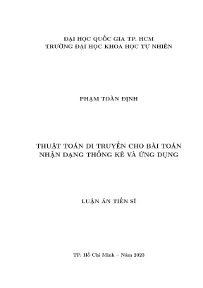 Luận án tiến sĩ toán học thuật toán di truyền cho bài toán nhận dạng thống kê và ứng dụng