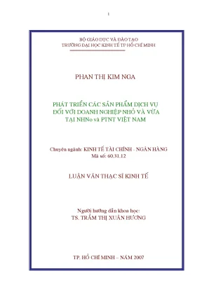 Luận văn phát triển các sản phẩm dịch vụ đối với doanh nghiệp nhỏ và vừa tại ngân hàng nông nghiệp và phát triển nông thôn việt nam