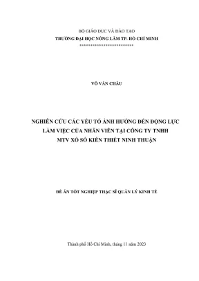 Luận văn thạc sĩ quản lý kinh tế nghiên cứu các yếu tố ảnh hưởng đến động lực làm việc của nhân viên tại công ty tnhh mtv xổ số kiến thiết ninh thuận