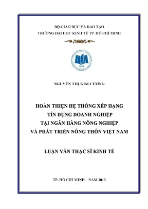 Luận văn hoàn thiện hệ thống xếp hạng tín dụng doanh nghiệp tại ngân hàng nông nghiệp và phát triển nông thôn việt nam