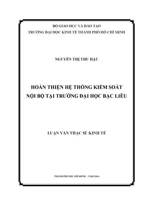 Luận văn hoàn thiện hệ thống kiểm soát nội bộ tại trường đại học bạc liêu