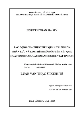 Luận văn tác động của thực tiễn quản trị nguồn nhân lực và loại hình sở hữu đến kết quả hoạt động của các doanh nghiệp tại thành phố hồ chí minh