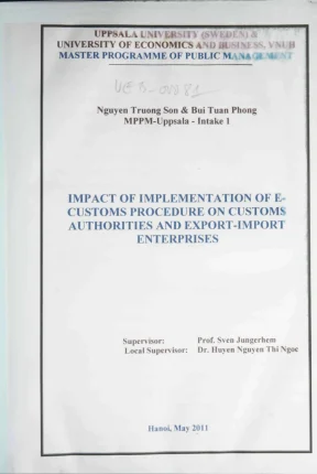 Luận văn thạc sĩ quản lý công impact of implementation of e customs procedure on customs authorities and export import enterprises