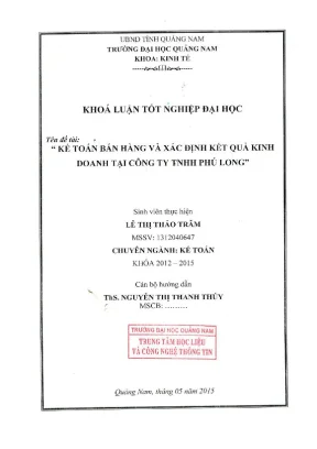1129 kế toán bán hàng và xác định kết quả kinh doanh tại công ty tnhh phúc long lê thị thảo trâm luận văn đh quảng nam
