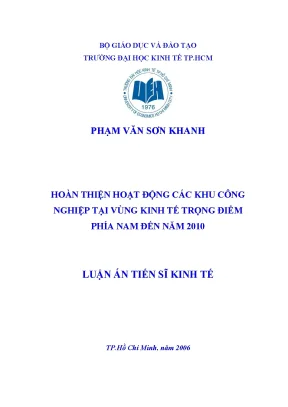 Luận văn hoàn thiện hoạt động các khu công nghiệp tại vùng kinh tế trọng điểm phía nam đến năm 2010