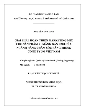 Luận văn giải pháp hoàn thiện marketing mix cho sản phẩm xi măng gắn u200 của ngành hàng chăm sóc răng miệng công ty 3m việt nam