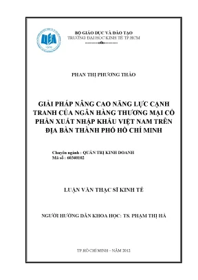 Luận văn giải pháp nâng cao năng lực cạnh tranh của ngân hàng thương mại cổ phần xuất nhập khẩu việt nam trên địa bàn tphcm