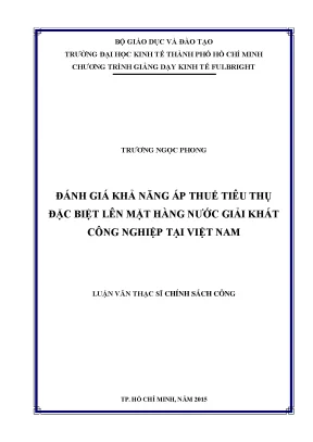 Luận văn đánh giá khả năng áp thuế tiêu thụ đặc biệt lên mặt hàng nước giải khát công nghiệp tại việt nam