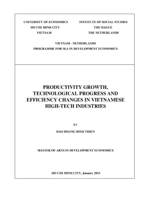 Luận văn productivity growth technological progress and efficiencychanges in vietnamese high tech industries