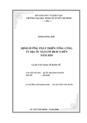 Luận văn định hướng phát triển tổng công ty địa ốc sài gòn resco đến năm 2020