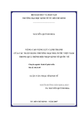 Luận văn nâng cao năng lực cạnh tranh của các ngân hàng thương mại nhà nước việt nam trong quá trình hội nhập kinh tế quốc tế