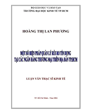 Luận văn một số biện pháp quản lý rủi ro tín dụng tại các ngân hàng thương mại trên địa bàn tp hcm